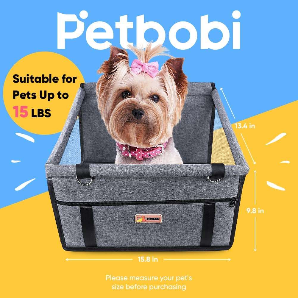  Portable and Breathable Dog Car Booster Seat with Seat Belt 