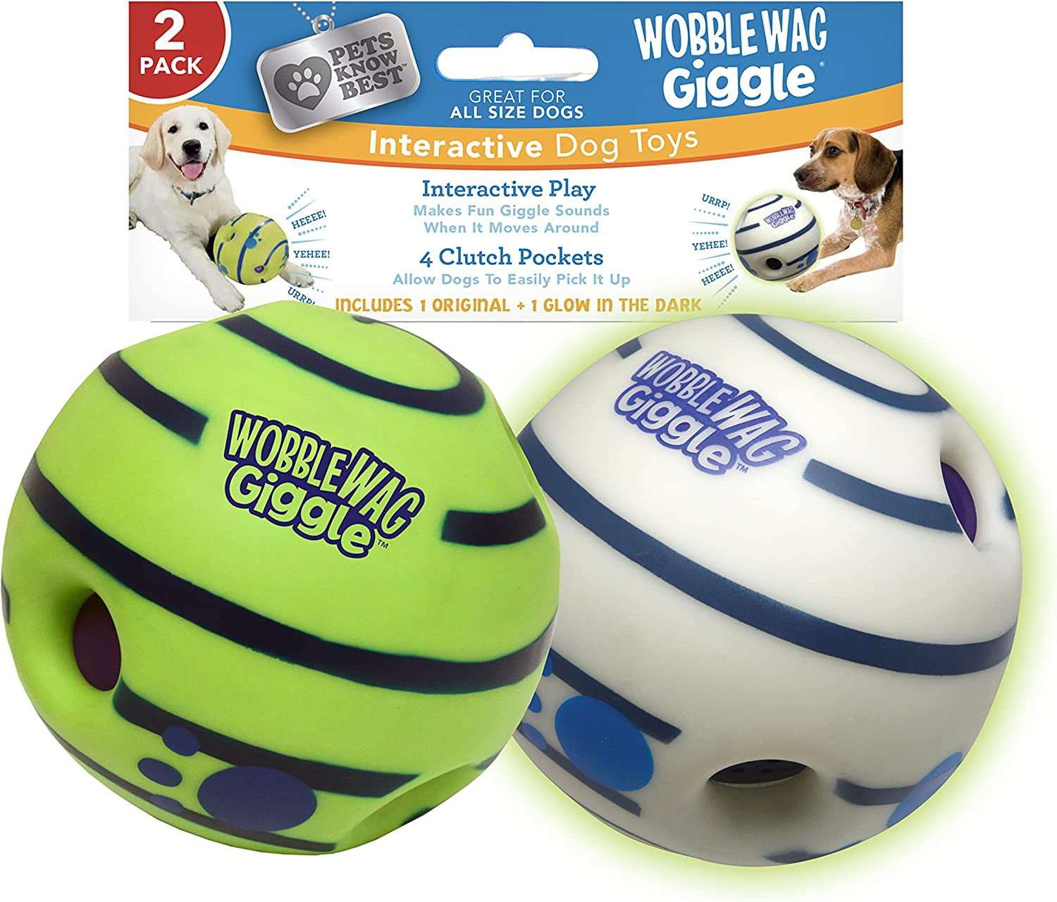 Interactive Dog Toy with Fun Giggle Sounds - Wobble Wag Giggle Ball