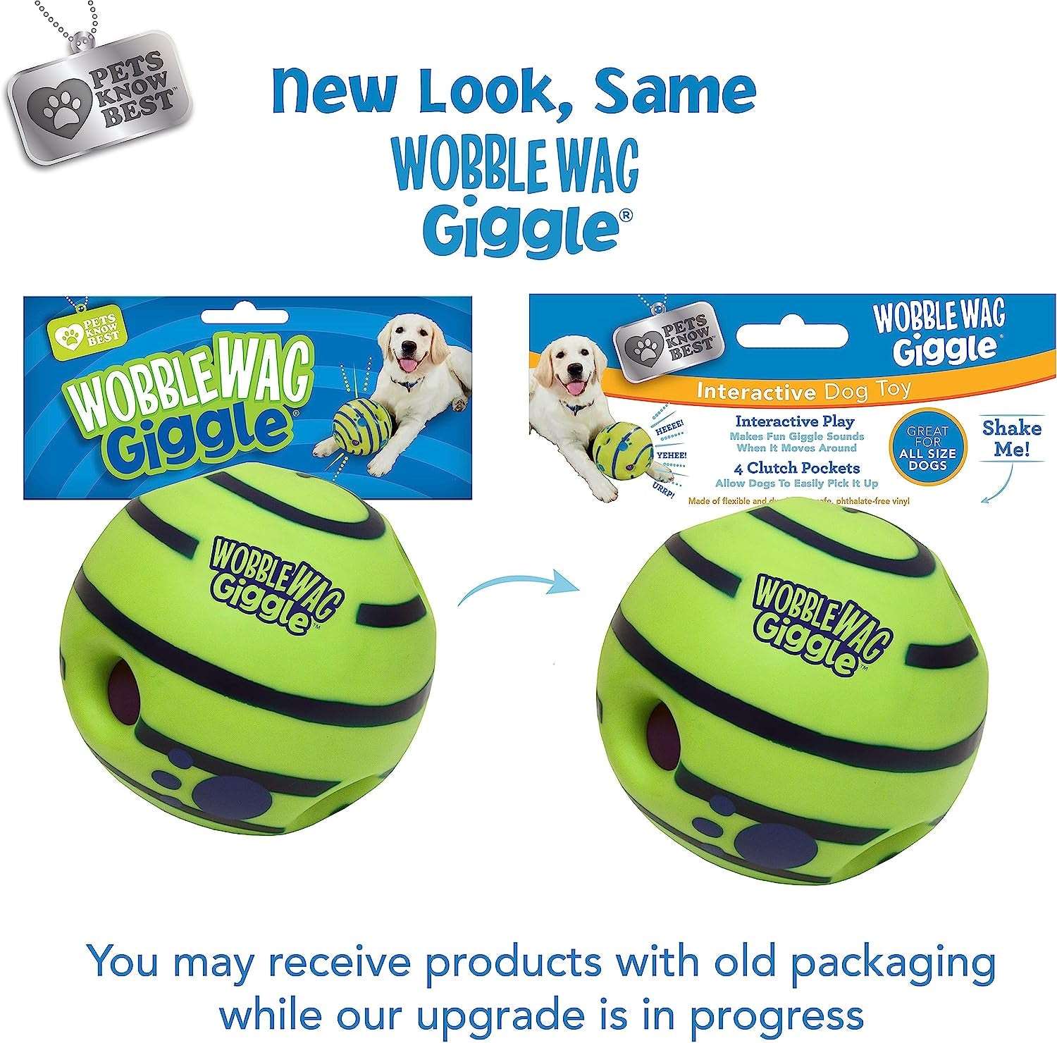 Interactive Dog Toy with Fun Giggle Sounds - Wobble Wag Giggle Ball