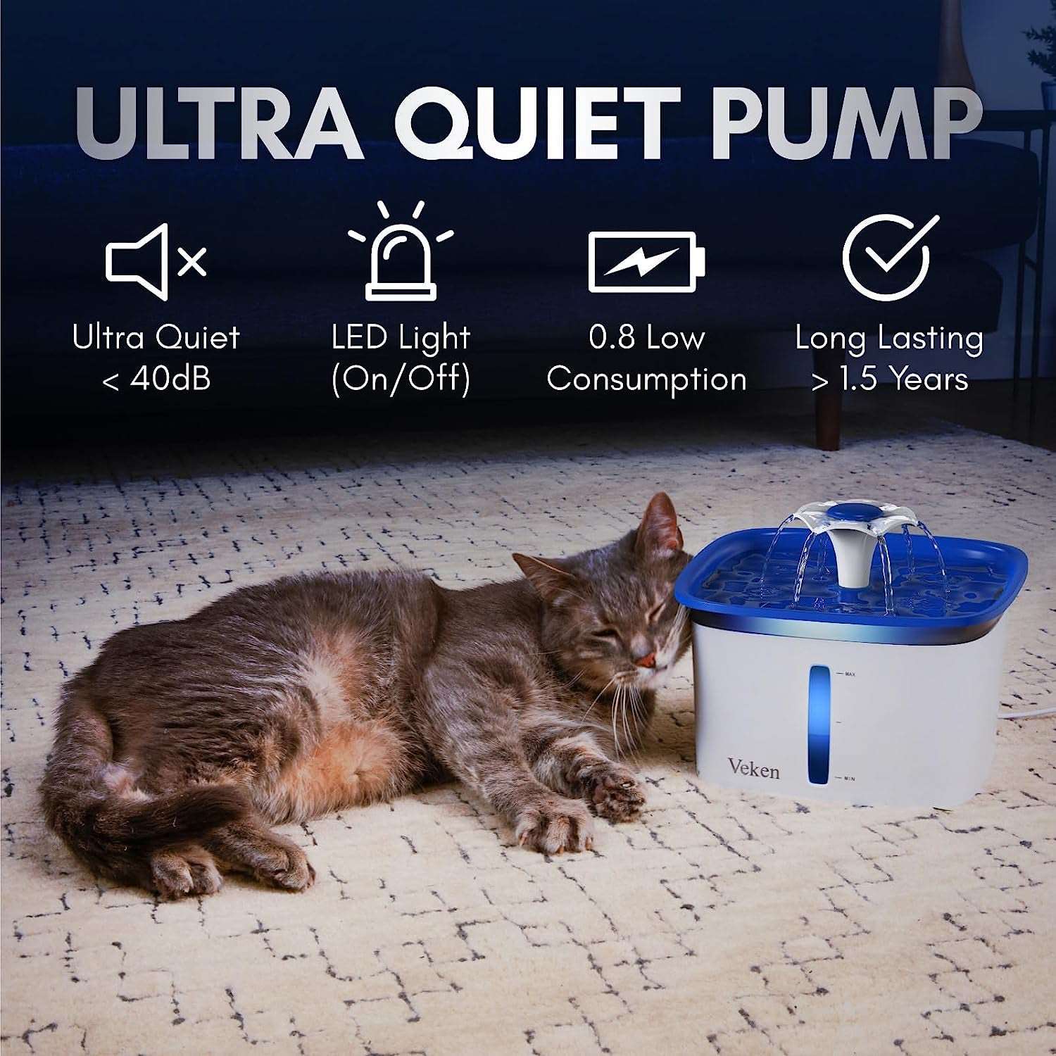 Pet Fountain, Automatic Water Dispenser with Smart Pump 