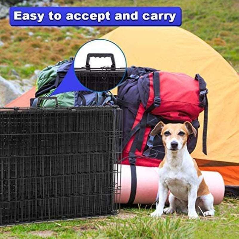 24 Inch Dog Crates  Folding Mental Wire Crates Dog Kennels Outdoor and Indoor  Cage with Double-Door, Divider Panel