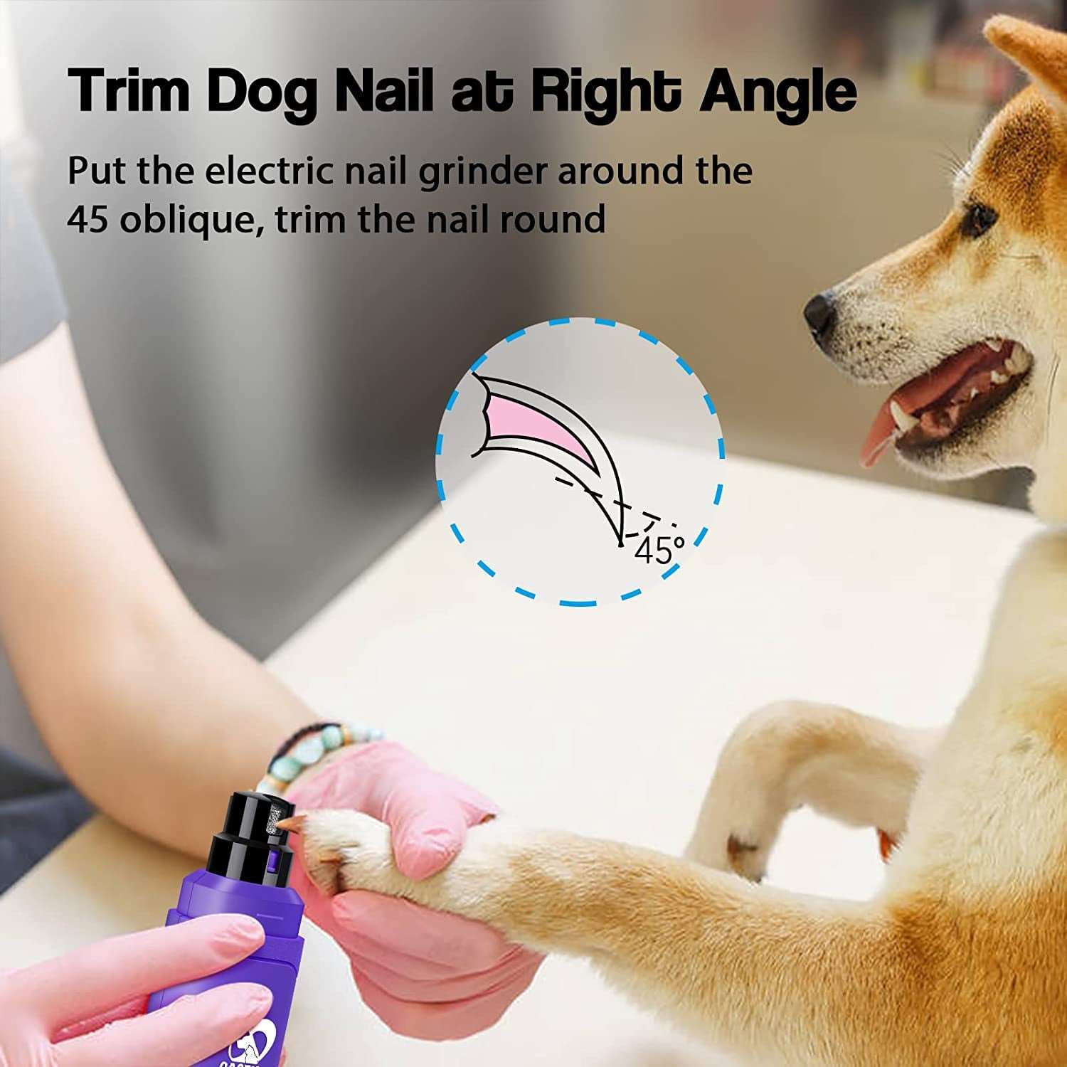 Dog Nail Grinder Upgraded - Professional 2-Speed Electric Rechargeable Pet Nail Trimmer Painless Paws 