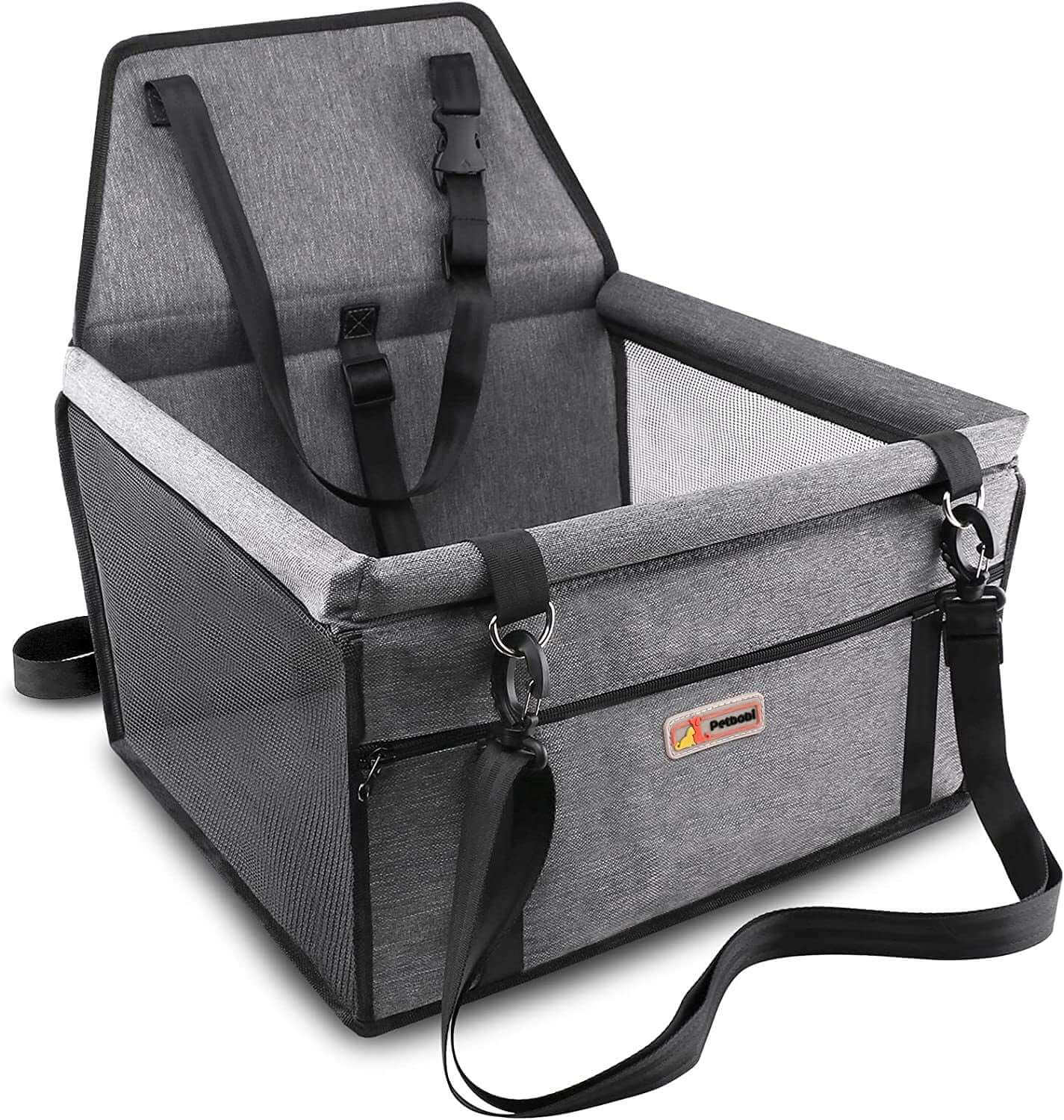  Portable and Breathable Dog Car Booster Seat with Seat Belt 