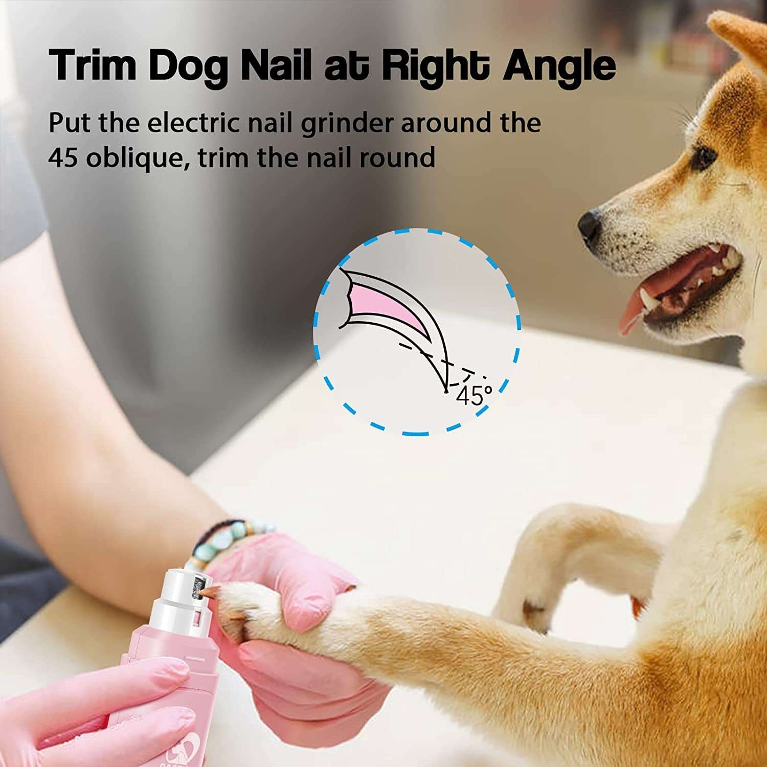 Dog Nail Grinder Upgraded - Professional 2-Speed Electric Rechargeable  Trimmer Painless Paws Grooming 