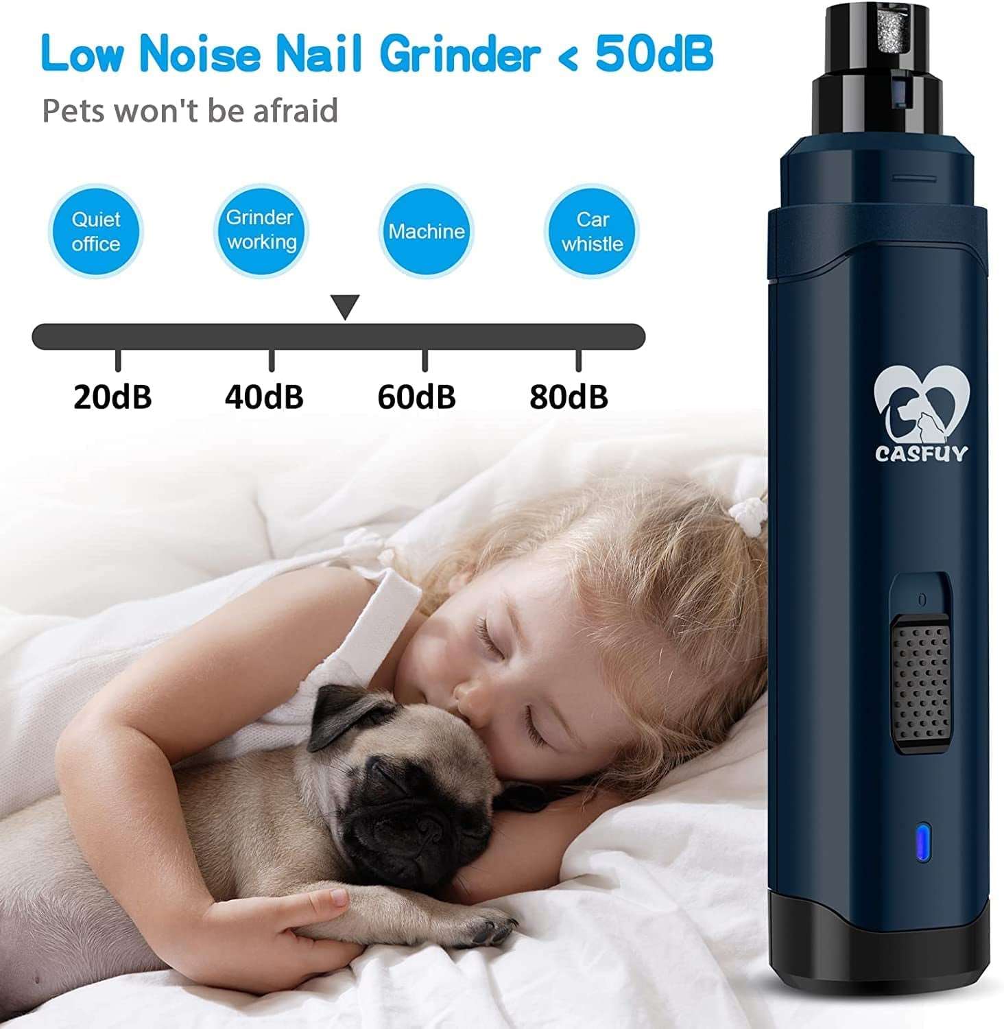 Dog Nail Grinder Upgraded - Professional 2-Speed Electric Rechargeable Pet Nail Trimmer Painless Paws