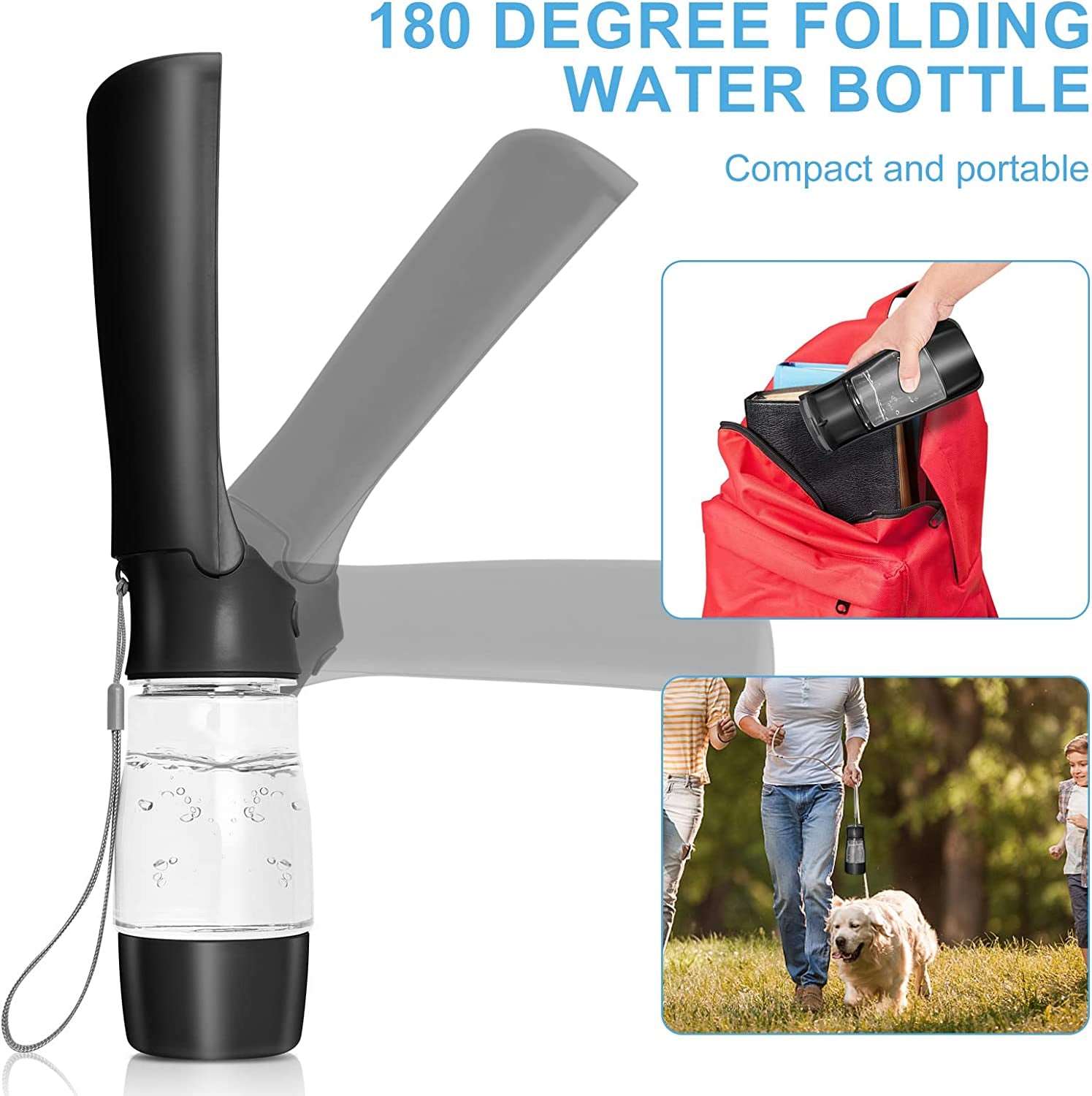 Dog Water Bottle - Leak Proof Portable Puppy Water Dispenser with Drinking Food Container for Pet Outdoor Walking, Traveling, Hiking