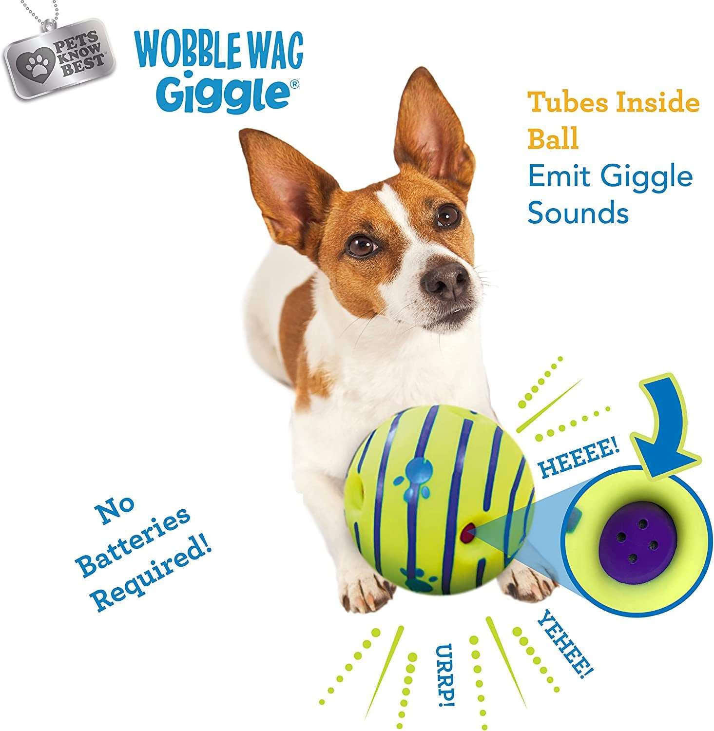 Interactive Dog Toy with Fun Giggle Sounds - Wobble Wag Giggle Ball