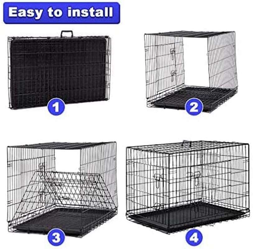 24 Inch Dog Crates  Folding Mental Wire Crates Dog Kennels Outdoor and Indoor  Cage with Double-Door, Divider Panel