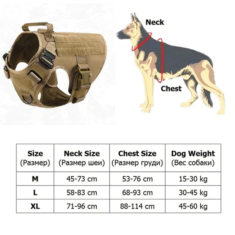 Metal Buckle  Dog Harness MOLLE Pet Train Vest German Shepherd Leash Hound Golden Retriever Labrador Saint Bernard Husky