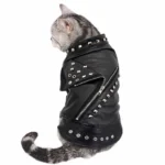 Cool Dog Leather Jacket Coat Warm Winter Pet Clothing Outfit - Image 3