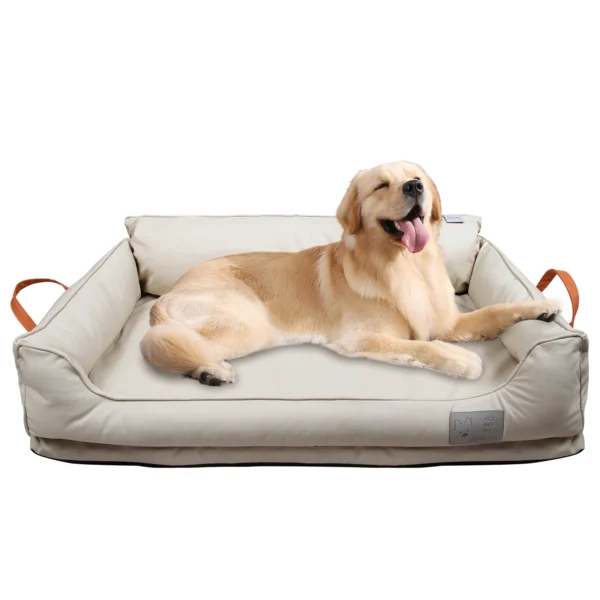 Large Dog Bed Leather Soft Plush Donut Snuggly Warm Cozy