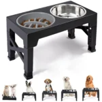 Elevated Dog Feeder Bowls Adjustable Raised Stand with Double Stainless
