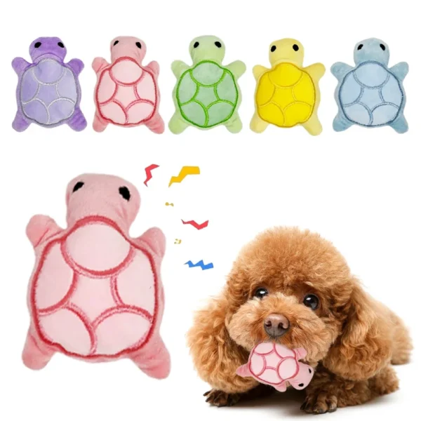 Mini cute turtle dog plush toy, squeaking dog teething sound toy,