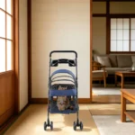 Navy Blue Foldable Pet Cart for Small to Medium Dogs and Cats - Image 4