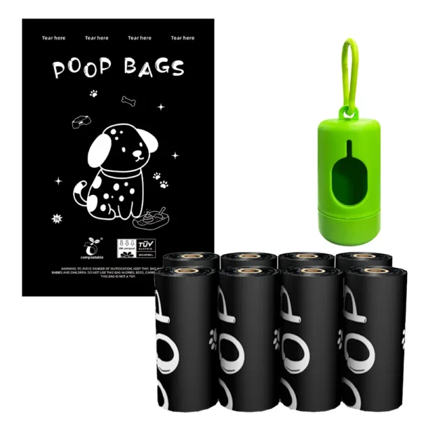 Certified Compostable Dog Manure Bag, Thickened, Leak Proof, Portable, Biodegradable Pet Manure Garbage Bag with Dispenser