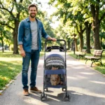 Navy Blue Foldable Pet Cart for Small to Medium Dogs and Cats