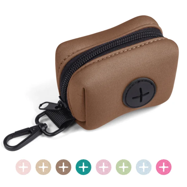 Dog Poop Bag Holder for Leash Portable Pet Waste Bag Dispenser With Carabiner Clip, Zipper Pouch Dog