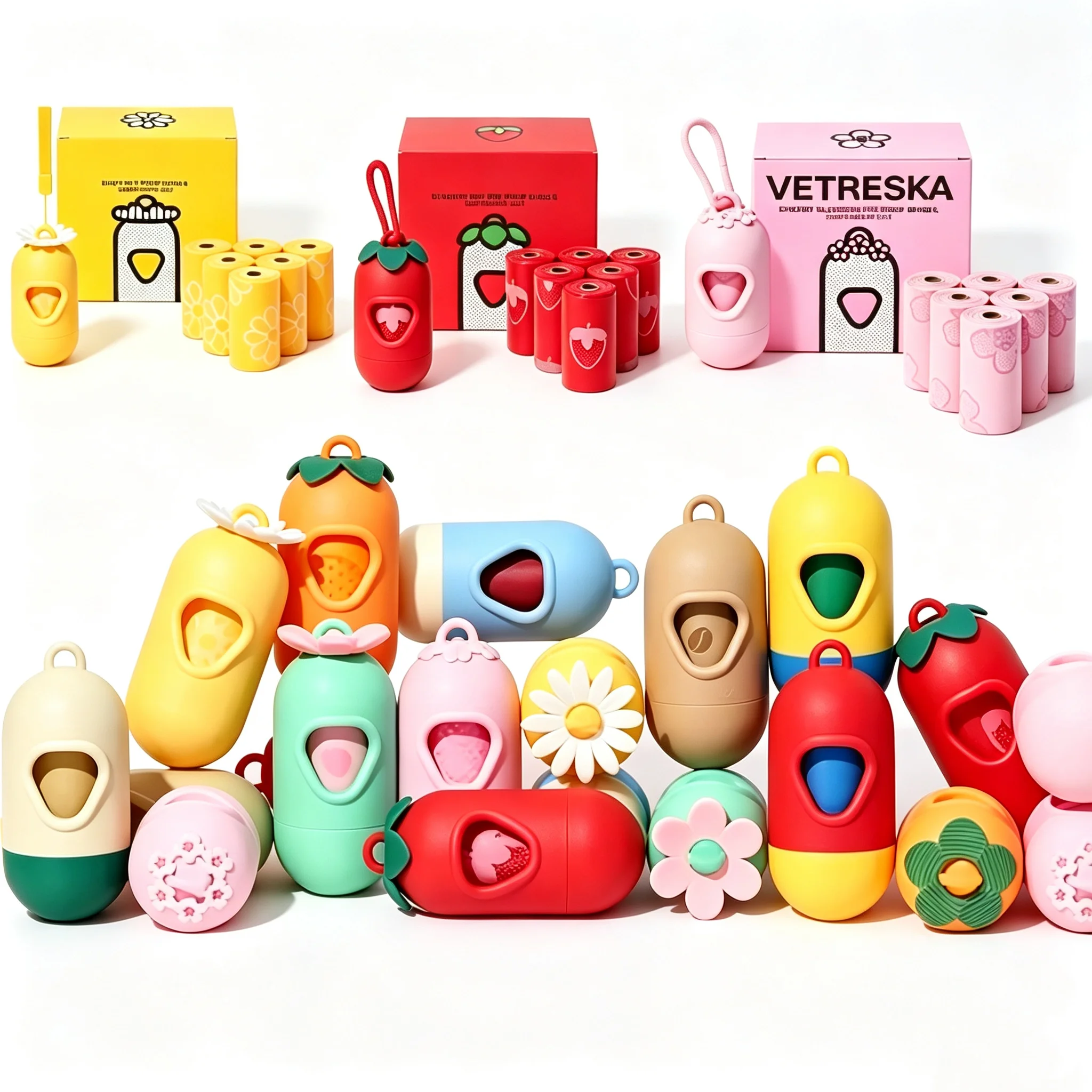 Flower Capsule Dog Poop Bag Dispenser Set Scented Portable Outdoor Walking Pet Waste Bag Holder For Dog Cat Litter Garbage Clean Flower Capsule Dog Poop Bag Dispenser Set Scented Portable Outdoor Walking Pet Waste Bag Holder For Dog Cat Litter Garbage Clean
