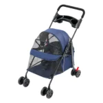 Navy Blue Foldable Pet Cart for Small to Medium Dogs and Cats - Image 2
